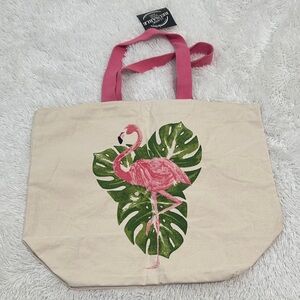 🌴 NWT Canvas Flamingo Tote Bag